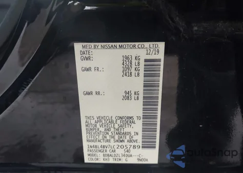 2020 Nissan Altima S Fwd из США, поврежденный, VIN 1N4BL4BV7LC205789